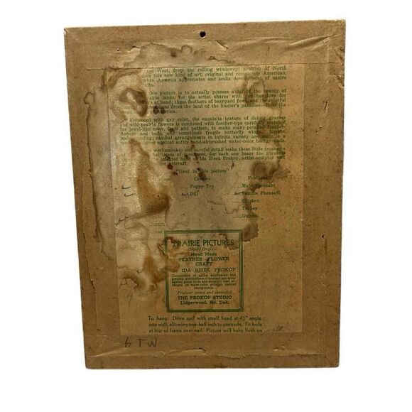 Prairie Pictures Signed Original Hand Made with Feather Flower Ida Bisek Prokop - Picture 3 of 5